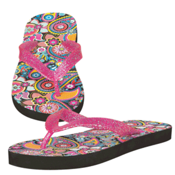 M and F Pink Claire Girls Floral Flip Flop 4209630