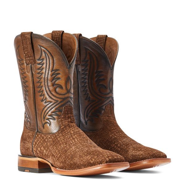 Ariat Antique Tan Hippo Print Circuit Paxton Mens Western Boots 100424