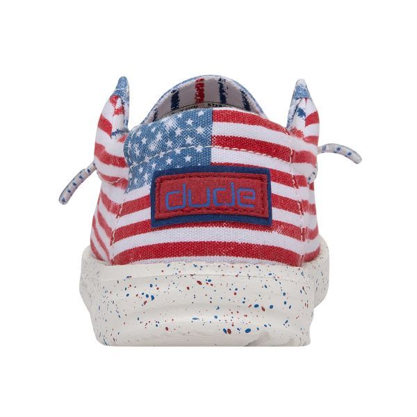 Hey Dude Red/White/Blue Wally Stars and Stripes Youth Casual Shoes 130