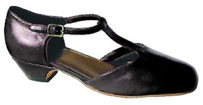 1351 Black Classic T-Strap 1inch Heel 