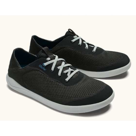 Olukai Black and Blue Coral Moku Pae Men's No Tie Boat Shoes 10472-40Q