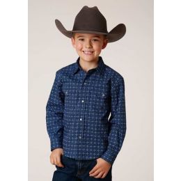Roper Blue Foulard Amarillo Longsleeve Boys Western Snap Shirt 0303002250790BU