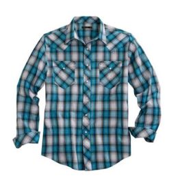 Tin Haul Turquoise/Blue Smoked Plaid Men's Longsleeve Shirt 1000100624030BU