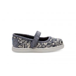 Toms Navy Floral Camo Tiny Mary Jane Shoes 10010658