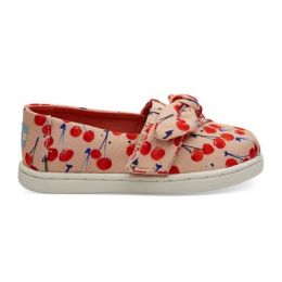 TOMS Coral Pink Cherry Cherie Print Bow Tiny Classics 10013332