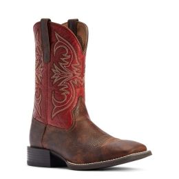 Ariat Matte Rebel Brown (with Red Top) Sport Pardner Mens Western Boots 10042391