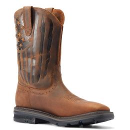 Ariat Sierra Shock Shield Patriotic Brown Mens Western Work Boots 10044505