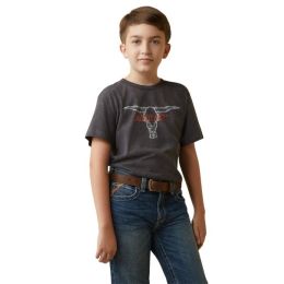 Ariat Charcoal Heather Barbed Wire Steer Kid's T-Shirt 10044750