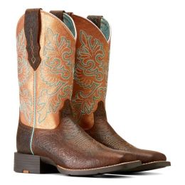 Ariat Toasted Blanket Emboss Round Up Stretchfit Wide Square Toe Women's 11 inch Western Boots 10047039