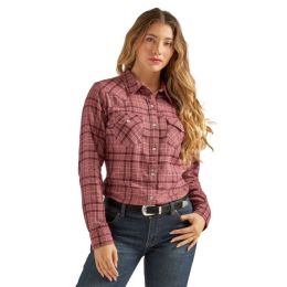 Wrangler Essentials Ash Rose Plaid Women's Longsleeve Flannel Snap Shirt 112339573
