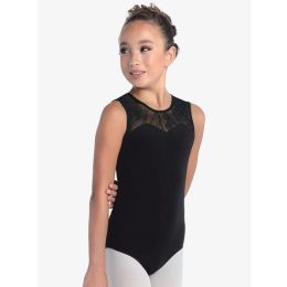 Danznmotion Black Tank Leotard With Clear Sequins