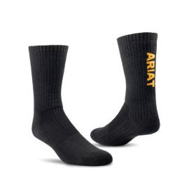 Ariat Black Premium Ringspun Cotton Crew Work Socks 3 pair pack 2239-BLK