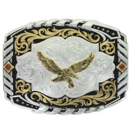 Montana Silversmith Two Tone Cantle Roll Buckle with Soaring Eagle 34800-696