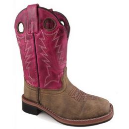 Smoky Mountain Tracie Brown and Pink Leather Childrens Square Toe Boot 3920C