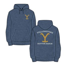 Yellowstone Blue Mineral Wash Crackle Logo Men's Hoodie 66-261-322