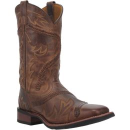 Laredo Tan Arlo Mens Square Toe Western Boots with Stitching 7959