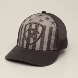 M and F Ariat Grey USA Flag Mens Hat A3000026006