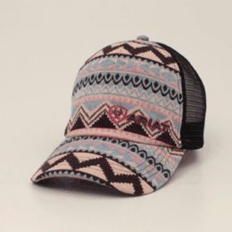 Ariat Pink Embroidered Tribal Print Ladies Ponyflo Cap A300030030