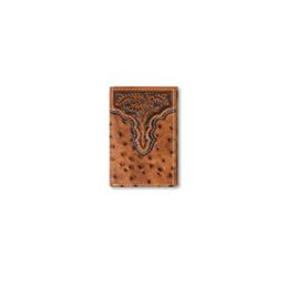 Ariat Brown Ostrich Pattern Trifold Wallet A3553202