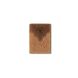 Ariat Trifold Men's Leather Wallet with Stamped Ariat Name and Logo A3555602