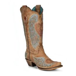 Corral Tan Sandheart and Wings Overlay Womens Western Boots A4235