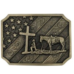 Montana Silversmith Patriot Christian Cowboy Buckle Brass A864C