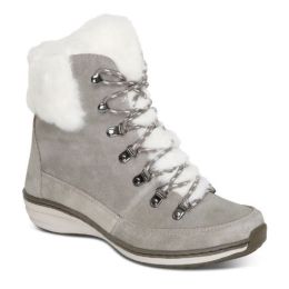 Aetrex Grey Jodie Fur Arch Support Waterproof Womens Winter Boots BB291