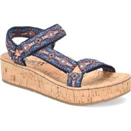 Born Navy Sirena Women's Cork Wrapped Wedge Platfrom Sandals BR0035474