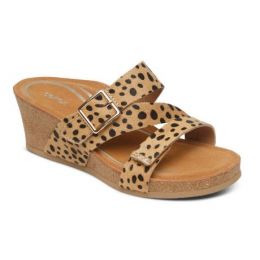Aetrex Kimmy Cheetah Arch Support Womens Wedge Sandals CK314