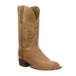 Lucchese Barnwood/Antique Saddle Lance Smooth Ostrich Mens Boots CL1028.W8