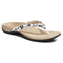 Vionic White Leopard Dillon Womens Toe Post Sandals