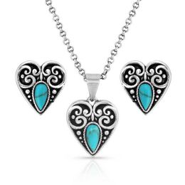 Montana Silversmiths Heart of the West Women's Turquoise Jewelry Set JS5629