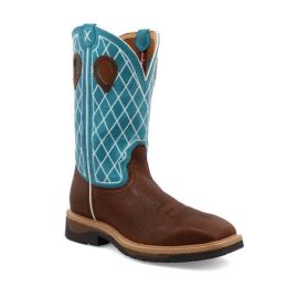 Twisted X Brown/Blue Wide Square Toe Men's Western Work Boots (No safety toe) MLCW021