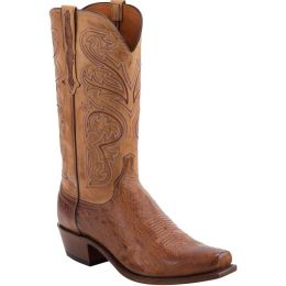 Lucchese Nathan Burnished Barnwood Smooth Ostrich Mens Snip Toe Boots N1160.74