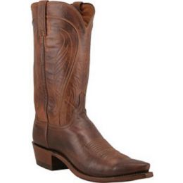 N1596-74 Tan Burnished Ranch Hand Leather Mens Western Cowboy Boots