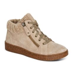 Aetrex Taupe Bonnie Arch Support Womens Suede Sneakers PC322