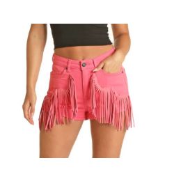Rock & Roll Denim Womens Pink Fringe Shorts RRWD68R0UJ