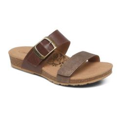 Aetrex Brown Daisy Adjustable Womens Slide Sandals SC542