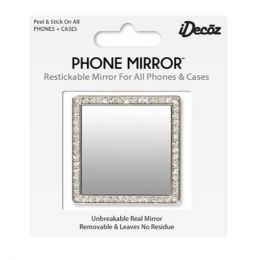 IDecoz Silver Square With Crystals Phone Mirror SQ723M