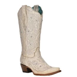 Corral Bone White 13 inch Women's Snip Toe Western Boots Z5123