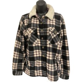 Lee Hanton Black/Cream/Mauve Women's Sherpa Plaid Flannel Jacket LFJ50