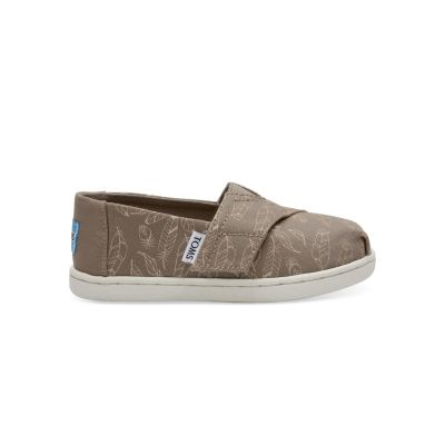 Toms Desert Taupe Foil Feathers Tiny Classic Shoes 10010762