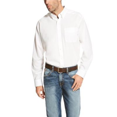 Ariat White Wrinkle Free Solid Mens Longsleeve Shirt 10020331