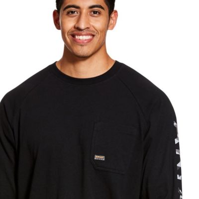 Ariat Black Rebar Cotton Strong Men's Graphic Long Sleeve T-Shirt 10027903