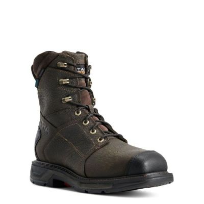 Ariat Bruin Brown WorkHog XT 8 inch Side Zip Waterproof Men's Carbon Toe Work Boots 10029511