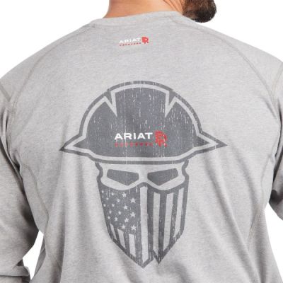 Ariat Heather Grey FR Air Full Cover Graphic Longsleeve Men's T-Shirt 10037712