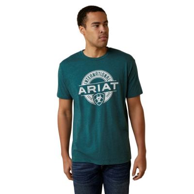 Ariat Dark Teal Heather Center Fire Men's T-Shirt 10045284