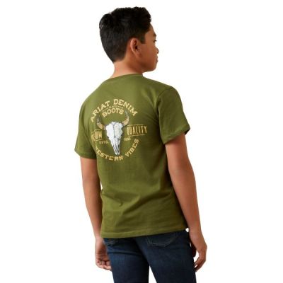 Ariat Army Bison Skull Boy's Short Sleeve T-Shirt 10047649