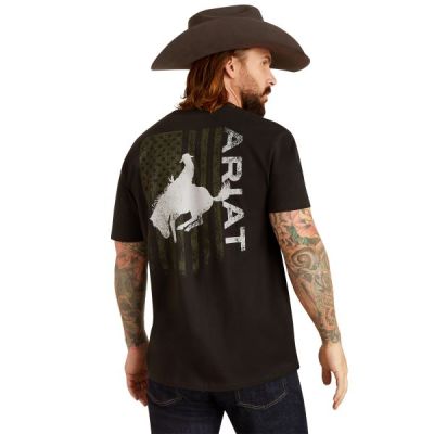 Ariat Black Bronco Flag Men's T-Shirt 10047897