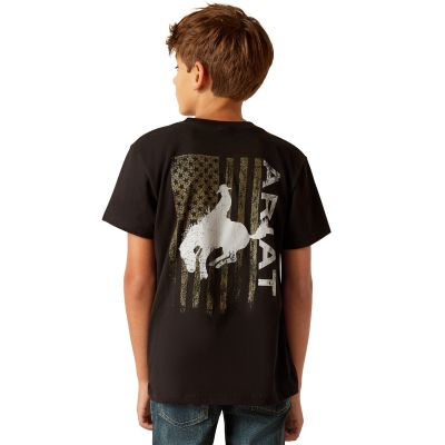 Ariat Black Bronco Flag Boy's T-Shirt 10047915